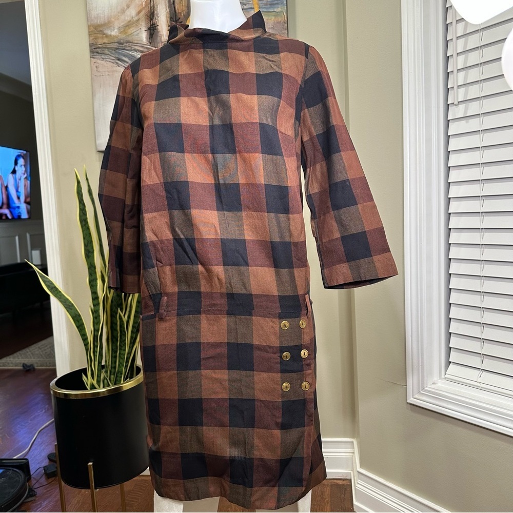 Vintage Mr Mort Mock Color Block Dress Brown & Black